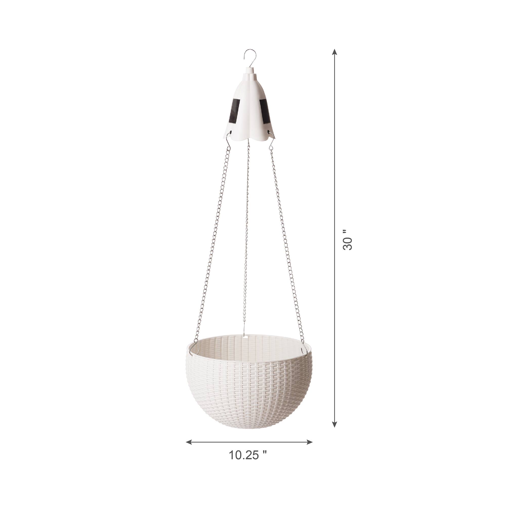 Glitzhome® 30" Solar Lighted Plastic Hanging Planter